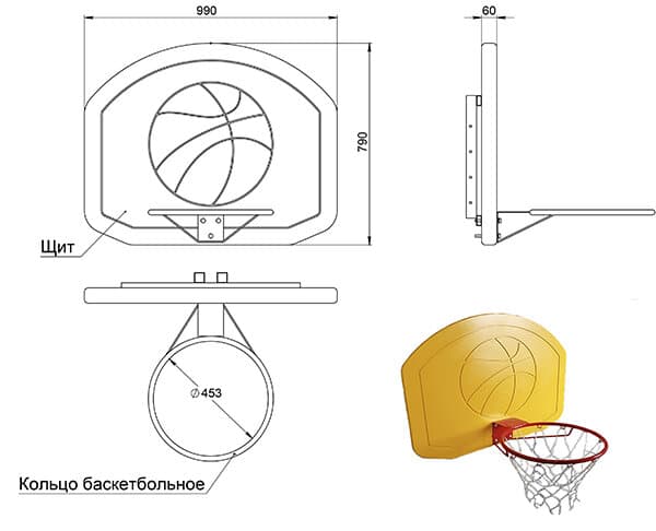Стандартные размеры баскетбольного щита