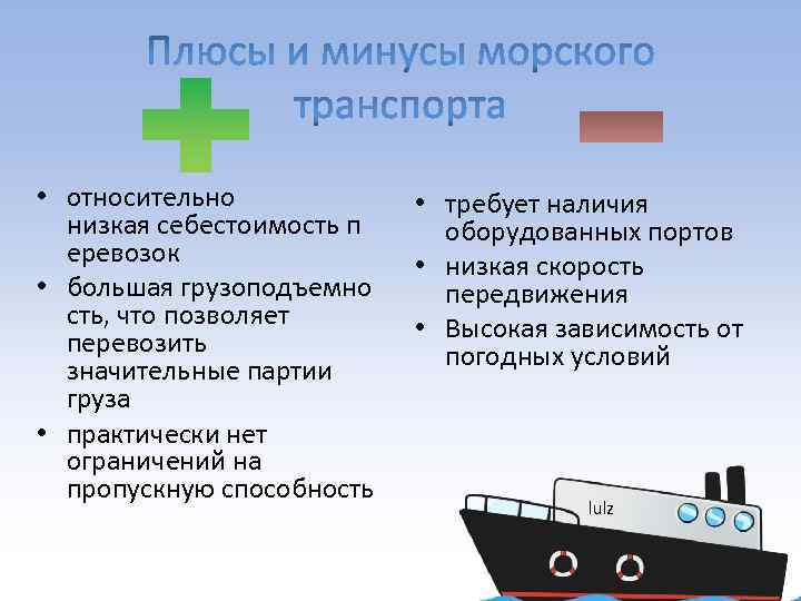 Преимущества водного. Плюсы и минусы морского транспорта. Характеристика морского транспорта. Плюсы и минусы транспорта. Себестоимость морского транспорта.