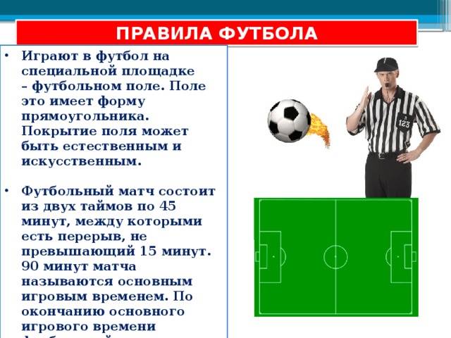 Правила игры в футбол кратко по пунктам – основные правила игры в футбол